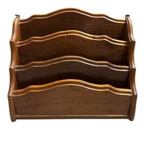 Solid Wood 4 Tier Wall or Desk Organizer For Bills Letters Scalloped Serpentine